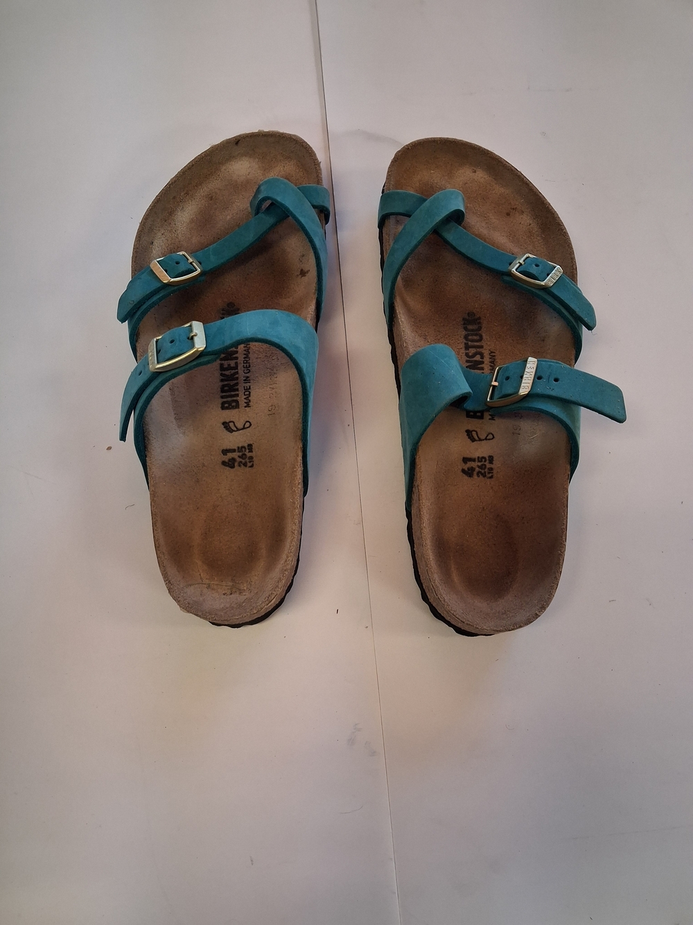 Birkenstock Teal Blue Suede Double-Strap Sandals